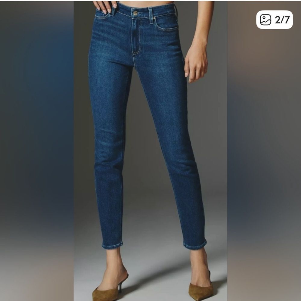 PAIGE Hoxton Ankle Skinny High Rise Jean Side Slit Athens Wash Womens 29